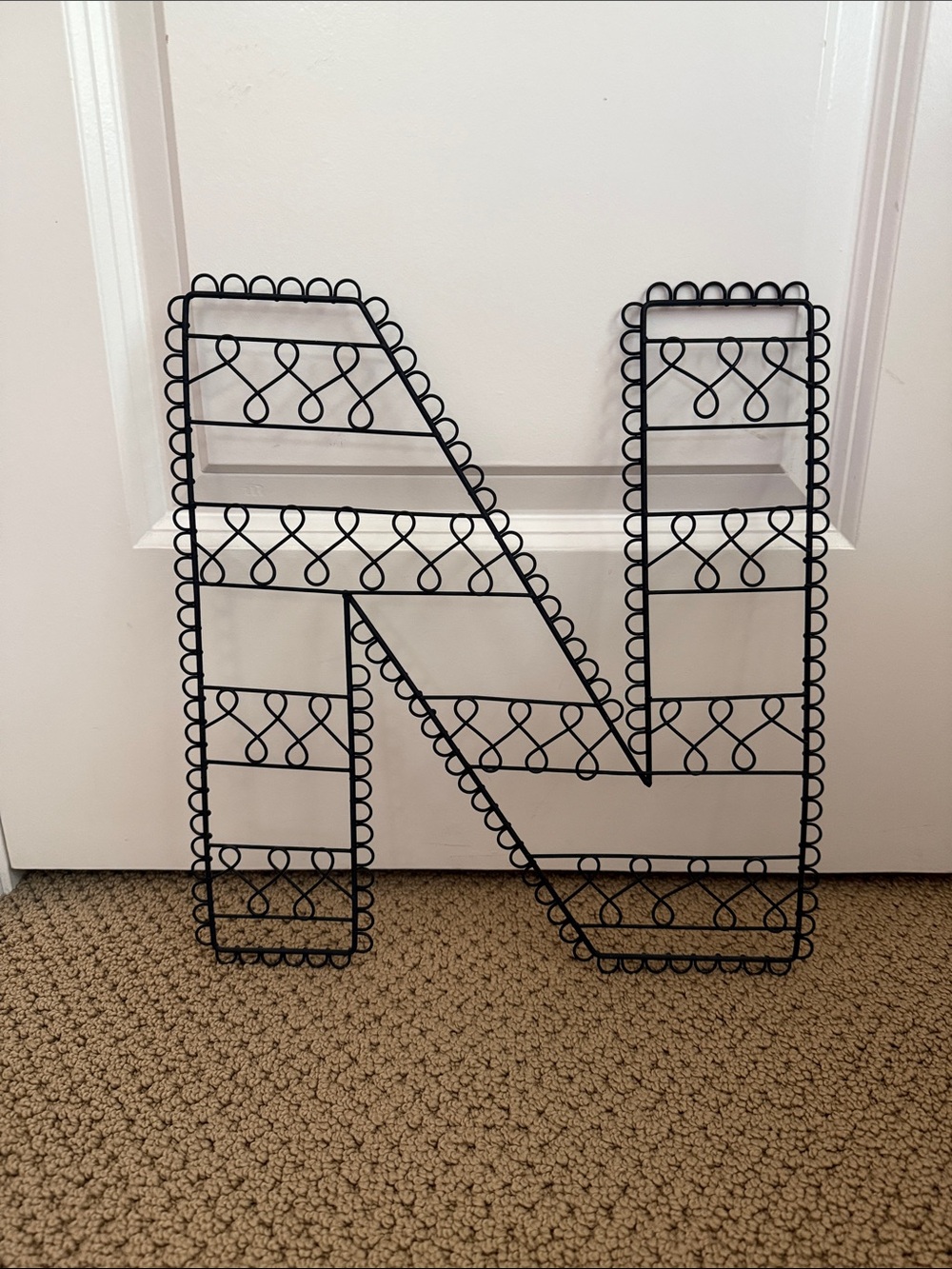Pottery Barn Black Scrolled Wire Wall Letter N